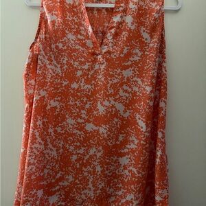 Chaus New York Orange Floral Sleeveless Blouse Medium